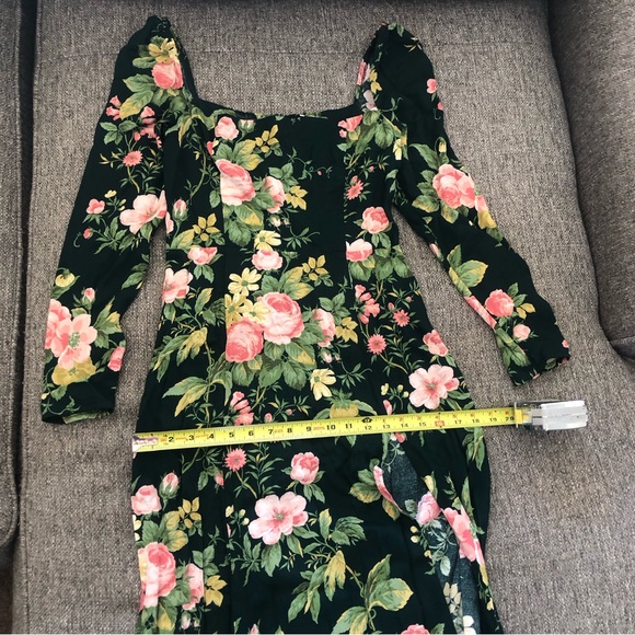 REFORMATION FOREST GREEN PINK FLORAL PRINT MIDI DRESS SUSTAINABLY MADE I… - Picture 8 of 13